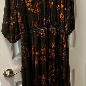 Garnet Hill long sleeved maxi dress, mock wrap.  95% Tencel, 5% spandex.